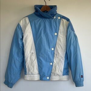 Ellesse Vintage 80’s 90’s Ski Bomber Jacket Blue and White Made in Italy